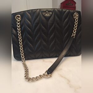 EUC Kate Spade Black Briar Lane Quilted Leather Convertible Bag w/Silver Chain